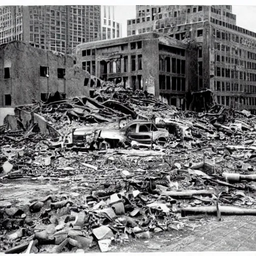 Prompt: aftermath of the atomic bombing of philadelphia