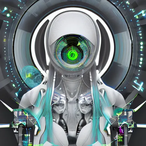 Prompt: a techno - spirit futurist cyborg deva, future perfect, award winning digital art