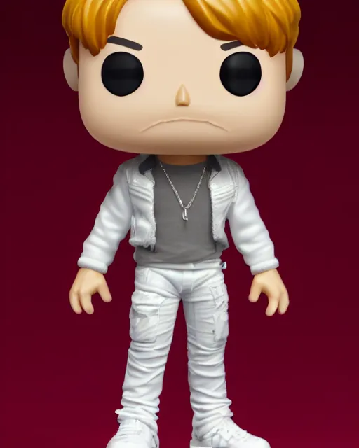 Image similar to full body 3d render of Jimin of BTS as a funko pop, studio lighting, white background, blender, trending on artstation, 8k, highly detailed , intricate details