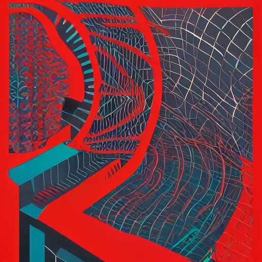 Prompt: flat painting of cyberpunk propaganda dictator poster biomorphic forms, geometric patterning, decorative by marlina vera