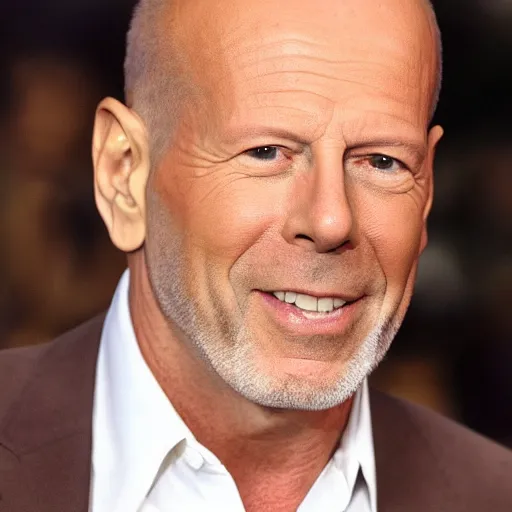 Prompt: Bruce Willis with full head of wavy hair