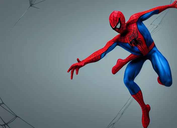 Image similar to Spiderman swinging in the art of James Jean, octane render