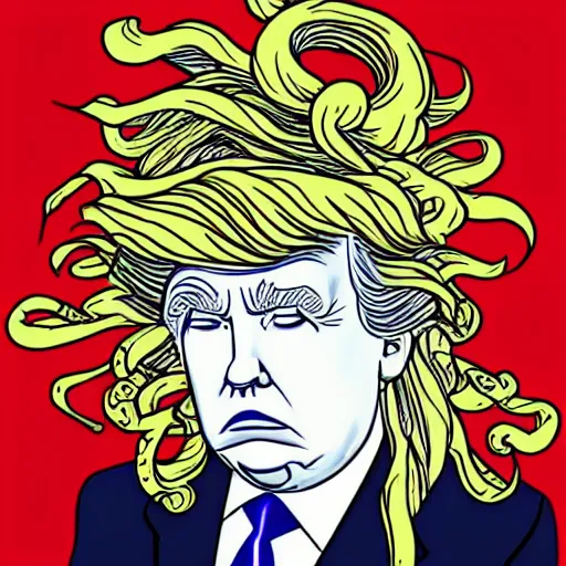 Prompt: donald trump as medusa