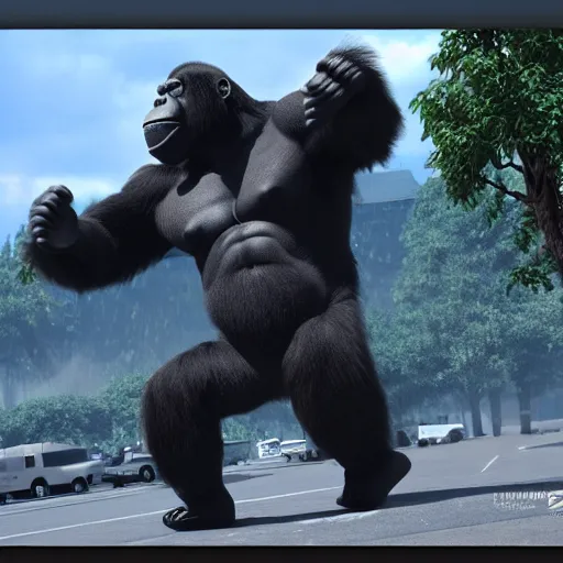 Prompt: giant gorilla destroying airplanes in a movie scene, ultra realistic unreal engine deviantart