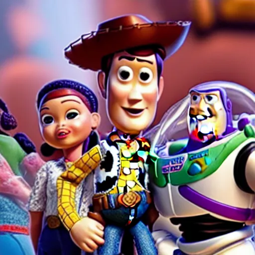Prompt: In Toy story 3, andy davis finds out woody is alive