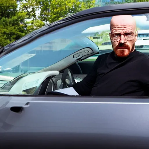 Prompt: walter white at a mcdonalds drive thru