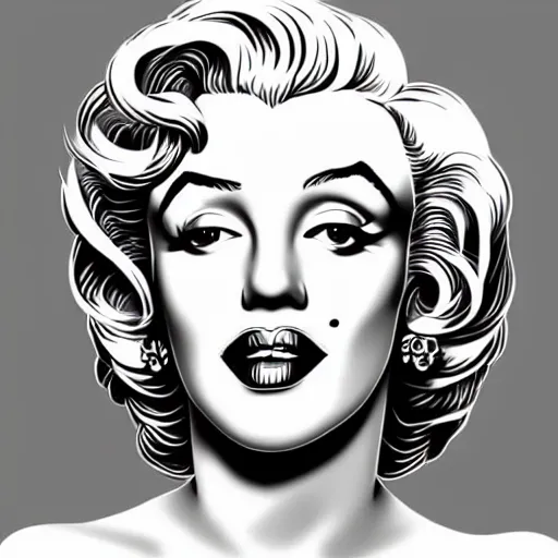 Image similar to an intricate portrait of marilyn monroe by mc escher, line art, celtic, illustration