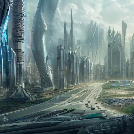 Prompt: a photo of a futuristic city from 2 1 0 0 with very advanced technology, extremely high detail, 8 k uhd, trending on artstation