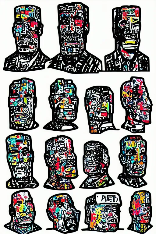 Image similar to sticker art, cronobreaker moai statue popart slap face caricature comic book illustration cartoon graffity street digital