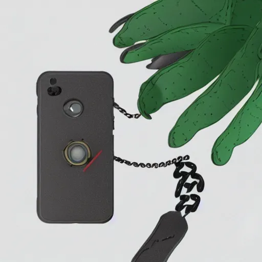 Prompt: anti - theft chain phone case design, detailed render