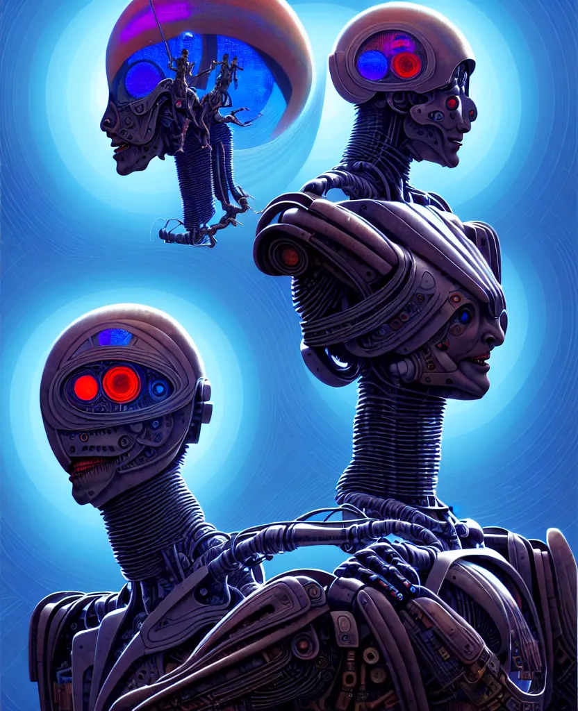 Prompt: humanoid robot, portrait bust, symmetry, faded colors, exotic alien features, cypherpunk background, tim hildebrandt, wayne barlowe, bruce pennington, donato giancola, larry elmore, masterpiece, trending on artstation, featured on pixiv, cinematic composition, beautiful lighting, sharp, details, hyper detailed, 8 k, unreal engine 5