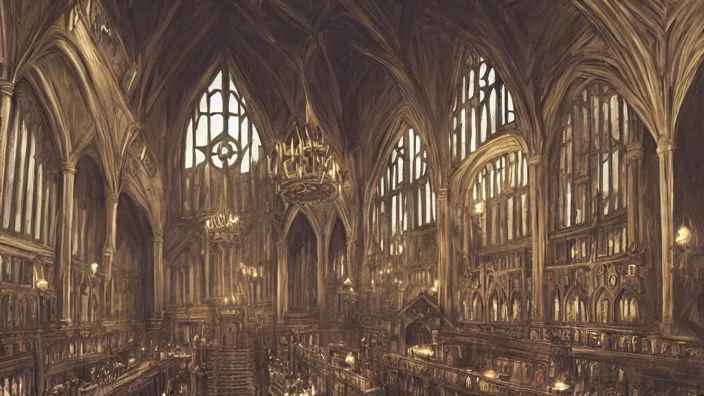 hogwarts great hall epic illustration fantasy ancient, Stable Diffusion