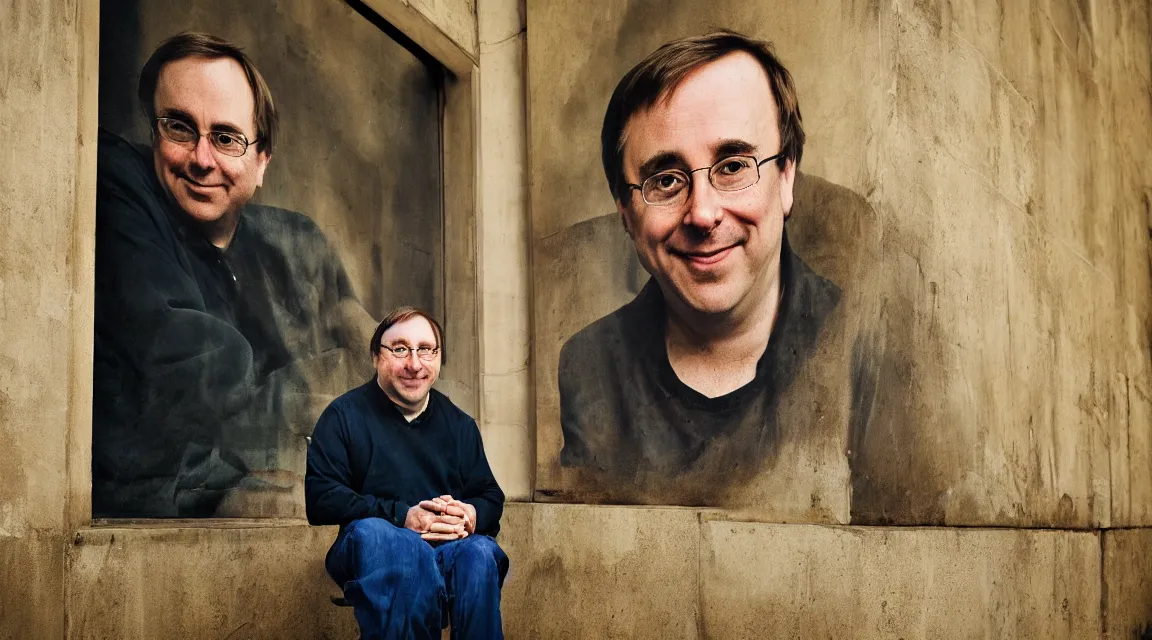 Image similar to portrait of Linus Torvalds taked by Steve McCurry