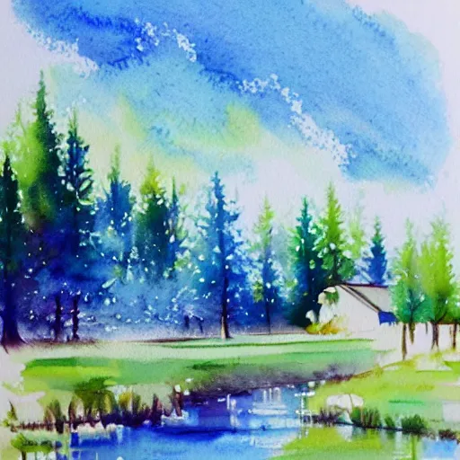 Image similar to watercolor painting landscape