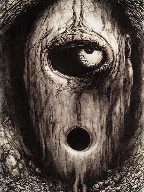 Prompt: one-eyed single-eyed Cyclops Polyphemus concept art with one huge eye. Extremely high detail, details, realistic, solo, masterpiece, colorful, art by Arthur Rackham, Muzinabu, Zdzisław Beksiński, Johann Tischbein, Dariusz Zawadzki, Eugene de Blaas