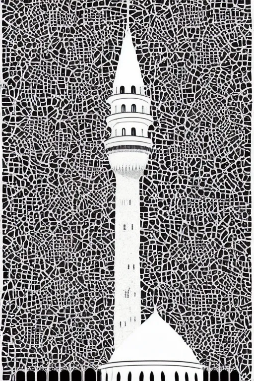 Image similar to minimalist boho style art of galata tower istanbul, illustration, vector art