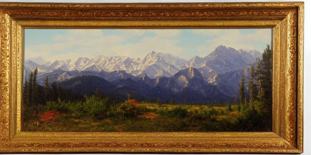 Image similar to Colorado mountains, oil painting, highly detailed, artwork, in style of Albert bierstadt