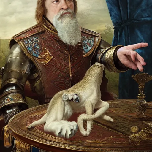 Image similar to Photo of Russian Tsar Nicholas 2 playing with dragon from game of thrones as a pet, photorealism,