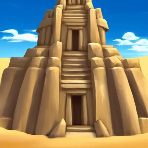 Prompt: A temple made of sand, in the style of Avatar: The Last Airbender