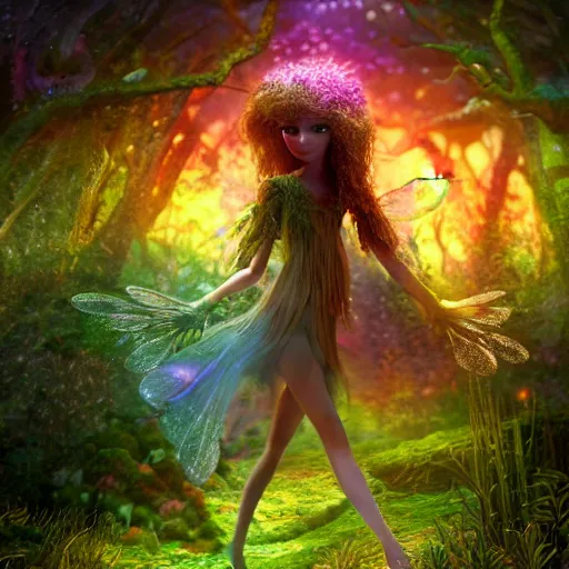 Prompt: beautiful faerie princess walks through happy trippy fungal landscape, weta pixar 8 k detailed face award winning photography, cosmic, heavenly, god rays, intricate detail, cinematic, unreal engine, cel shaded