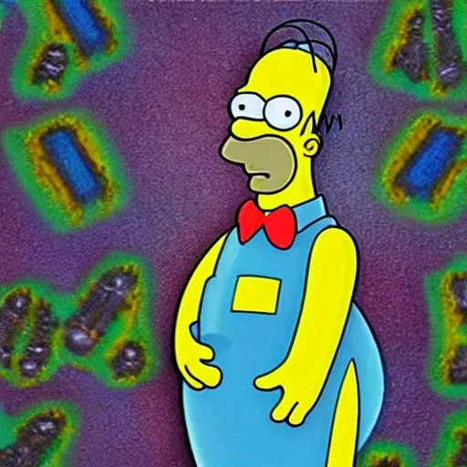 Image similar to homer simpson photorealistic dmt