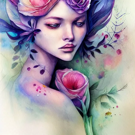 Image similar to watercolor flower by anna dittmann, by marco mazzoni