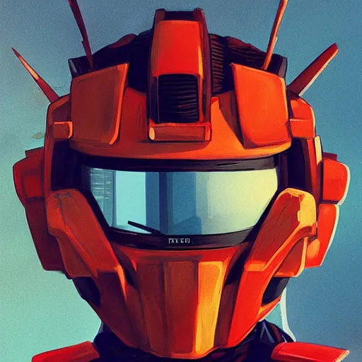 Image similar to portrait of a ronin robbie as a gundam pilot, with an intricate, detailed, urban inspired hiphop afro futuristic helmet, vector behance hd jesper ejsing, rhads, makoto shinkai, lois van baarle, ilya kuvshinov, rossdraws, hd, 3 2 k, ilya kuvshinov, gustav klimt