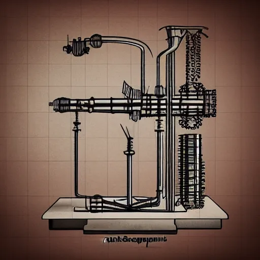 Image similar to schematic of a steampunk physics apparatus