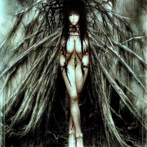 Image similar to scary japanese horror movie by Luis Royo