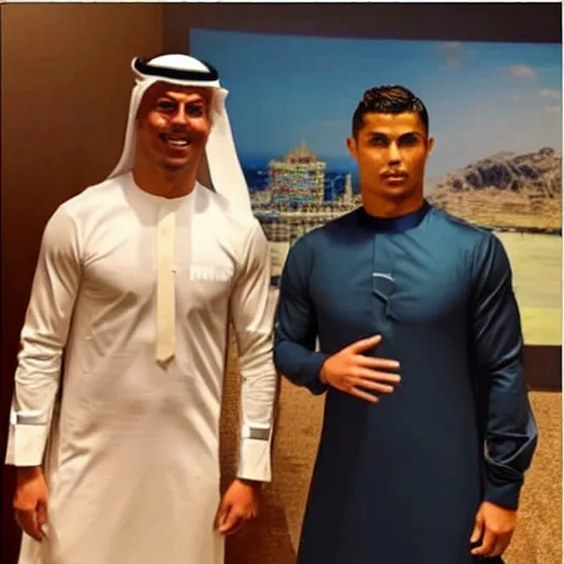 Image similar to Ronaldo wearing omani dishdasha