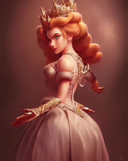 Image similar to a beautiful princess peach captured by dragon bowser, accurate details, dramatic, intricate, elegant, highly detailed, digital painting, artstation, concept art, sharp focus, illustration, art by Gustave Dore, octane render