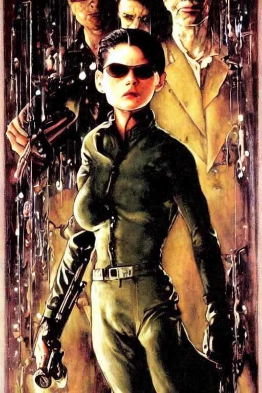 Image similar to Neo from Matrix painted by Norman Rockwell