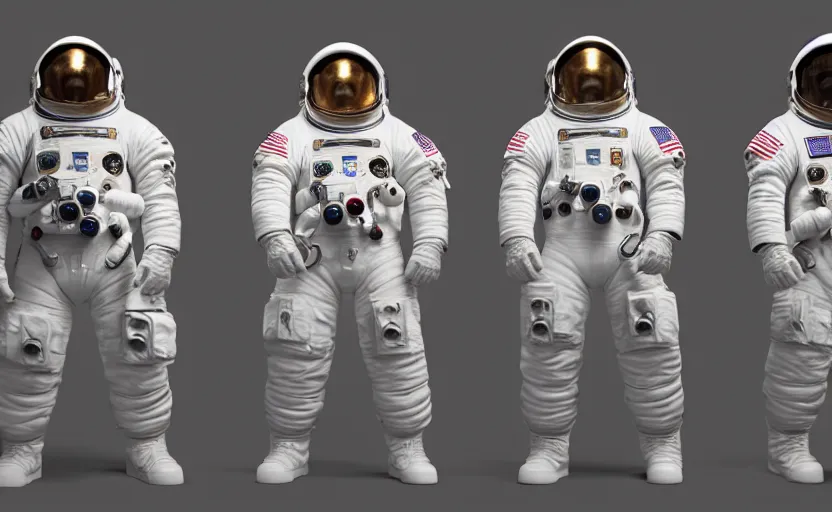 Image similar to astronauts designed by alexander mcqueen, catwalk, soft ambient lighting, photorealism, unreal engine, art by michael whelan and chris moore and howard david johnson and tim white and dan giancola