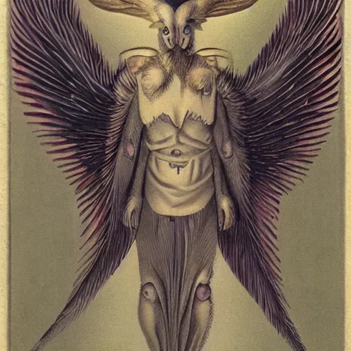 Image similar to biblical style creature, seraphim, dozens of bird - like wings, hundreds of eyes