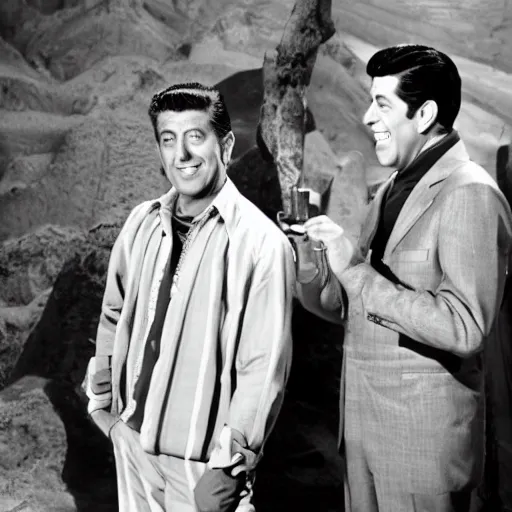 Prompt: Dean Martin and Jerry Lewis in road to Eldorado