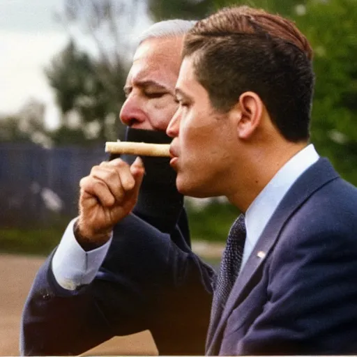 Image similar to a photo of joe biden smoking a cigarrette