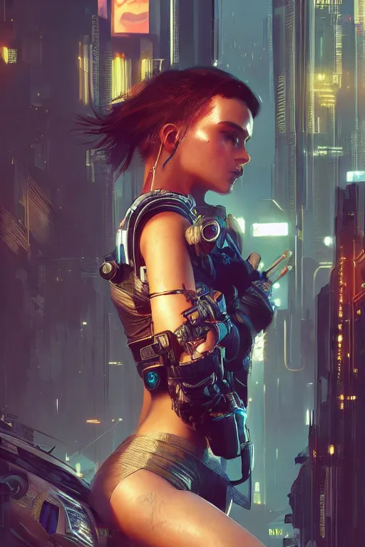 Image similar to Photorealistic illustration, beautifull women with beautifull clothe , cyberpunk 2077, sci-fi, futuristic, intricate, elegant, highly detailed, digital painting, artstation, concept art, smooth, sharp focus, art by artgerm, greg rutkowski and alphonse mucha