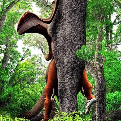 Image similar to tree eating a dinosaur