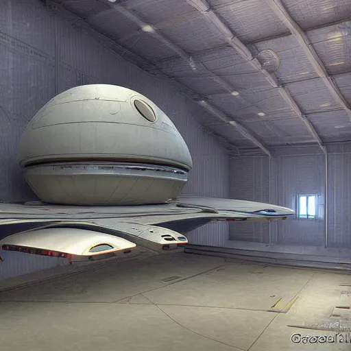 Prompt: scifi spaceship hangar, greg rutowski