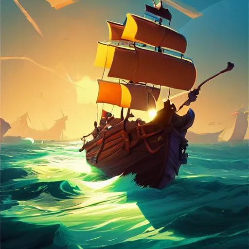 Image similar to painting treasure on sea of thieves game smooth median photoshop filter cutout vector, behance hd by jesper ejsing, by rhads, makoto shinkai and lois van baarle, ilya kuvshinov, rossdraws global illumination