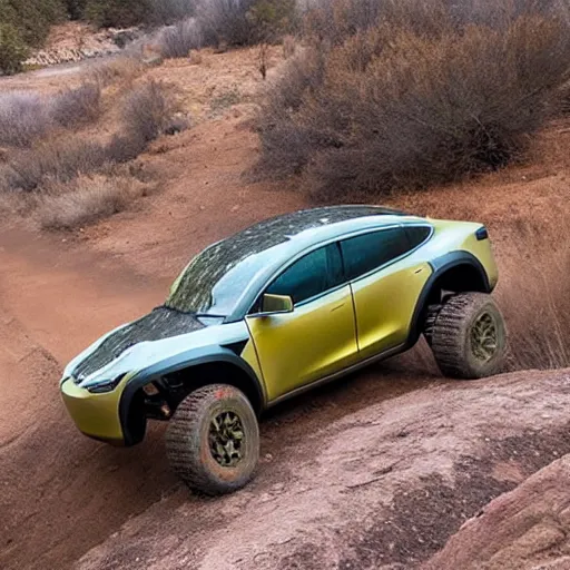rock crawling, off - road, lifted tesla model y, large | Stable ...