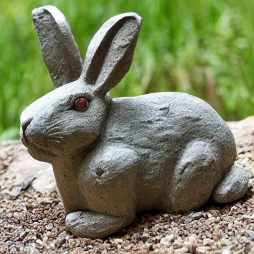 Prompt: rabbit made from rocks