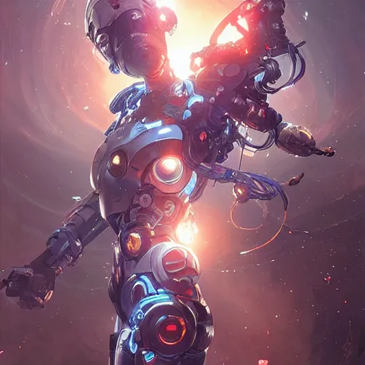 Image similar to cyborg droid entanglement milky way, epic lighting, sketch illustration, ultra detailed, art by artgerm and greg rutkowski and alphonse mucha