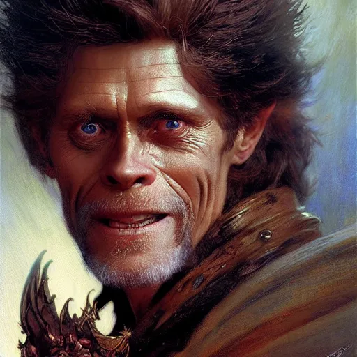 Prompt: willem dafoe as a wizard, highly detailed painting by gaston bussiere, craig mullins, j. c. leyendecker, 8 k