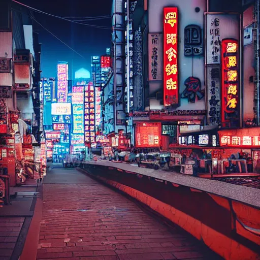Prompt: city at night, layered japanese kyoto vintage housing mixed with hong kong neon light sign, tower modern casino far away, space ship in the sky, edo era, photorealistic, redshift rendering