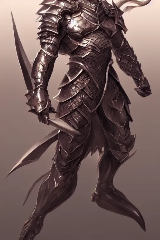 Image similar to Full body character concept art of an anime draconian warrior knight, iridescent scales, cool face, muscular, by Stanley Artgerm Lau, WLOP, Rossdraws, James Jean, Andrei Riabovitchev, Marc Simonetti, and Sakimichan, tranding on artstation