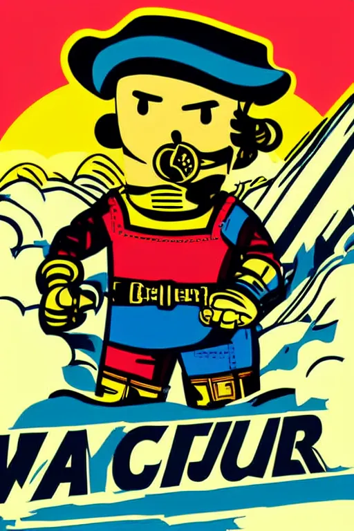 Image similar to fallout 7 6 retro futurist illustration art by butcher billy, sticker, colorful, illustration, highly detailed, simple, smooth and clean vector curves, no jagged lines, vector art, smooth andy warhol style