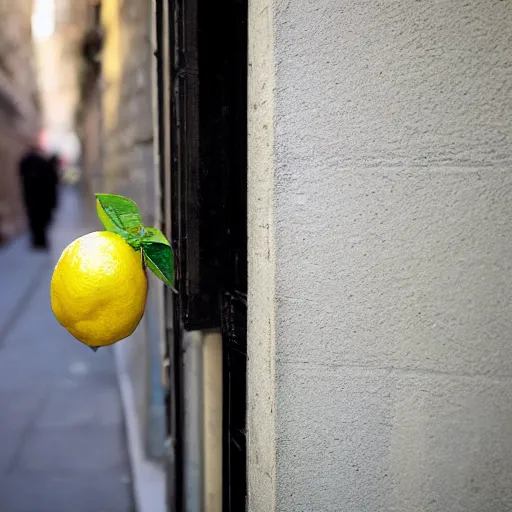 Image similar to closeup portrait of a Lemon , new york back street , by Steve McCurry and David Lazar, natural light, detailed face, CANON Eos C300, ƒ1.8, 35mm, 8K, medium-format print