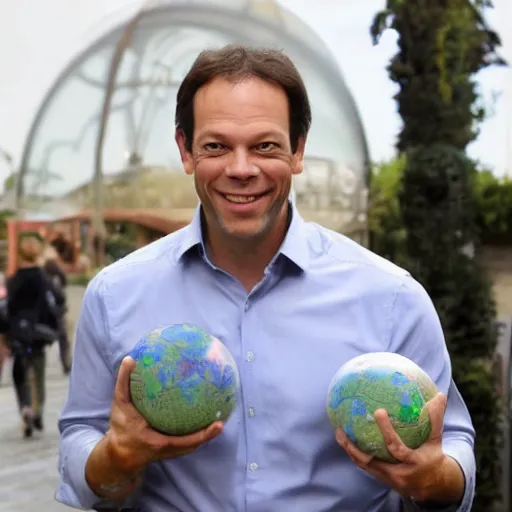 Image similar to phil spencer holding a globe, photo