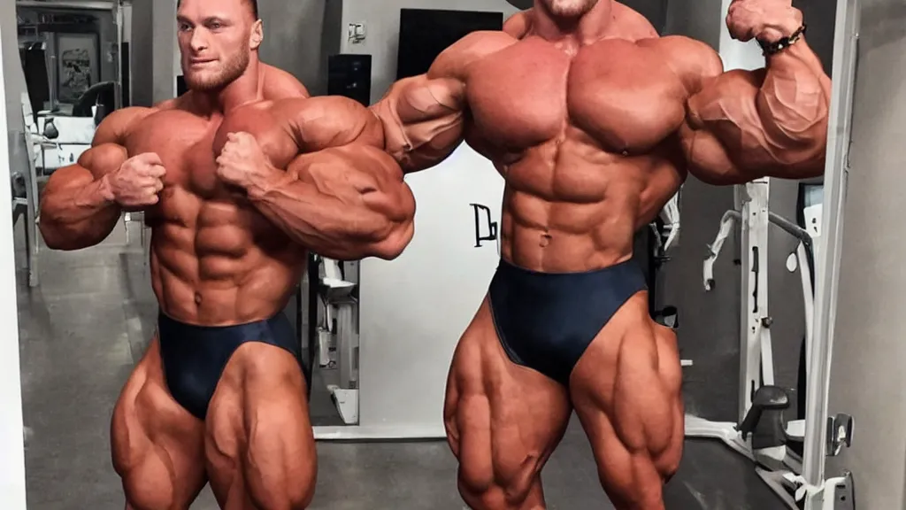 Image similar to chris bumstead wearing a swimsuit and flexing in a queer position photographed by rupaul